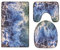 A.Monamour Badezimmer Badematte 3 Teilig Set Sturm Ozean Wellen Blau Wasser Textur Strand Kunst Druck Toilette Deckel Flanell Saugfähig Badteppiche Badvorleger Badgarnitur WC Vorleger