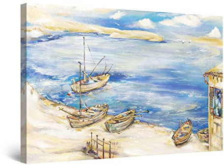Startonight Impression Sur Toile Décor de Paysage Marin Bleu et Plage - Tableau Nature - Decoration Murale Salon Moderne - Image sur Toile - 60 x 90 cm Idée Cadeau Élégante et Originale
