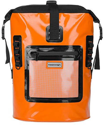 anndora Wasserdichter Rucksack 35L Orange mit Rolltop Frontfach - Dry Bag