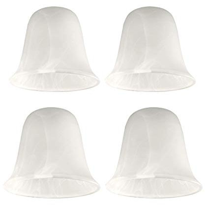 Giluta Bell Shaped Glass Shade, Alabaster Glass Shades Replacement for ceiling fan light wall light and pendant, Lipless with 1-5/8-inch Fitter Opening, 4 Pack