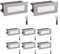 ledscom.de 8 Stück LED Treppenlicht/Wandeinbauleuchte für innen und außen, eckig, edelstahl, 123 x 60mm, kaltweiß