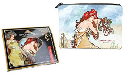 Carmani – Medium Damen Make-up-Tasche, Reisetasche, Handtaschen-Organizer, börse, Multifunktions-Kulturbeutel für Frauen mit Alphonse MuchaFour Season Summer