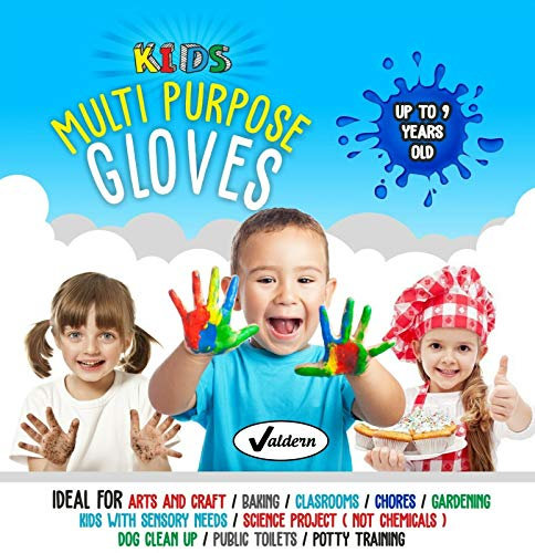 Valdern Gants jetables jetables sans latex pour enfants (couleurs mélangées – 20 paires)