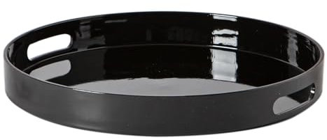 Argon Tableware Metallic Re-Usable Round Serving Tray - Metallic Finish - 33cm - Black