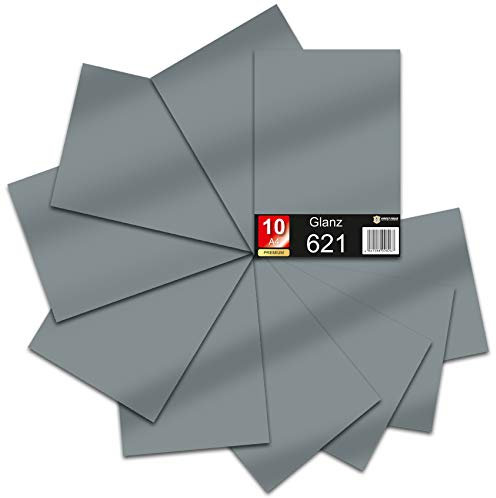 Din A4 Bogen 30x21cm 621/631 Plotterfolie Folie Vinyl Autofolie (071 Grau, 10er Set 621 Glanz)