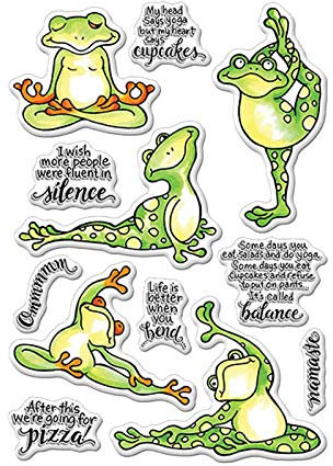 Frosch Yoga Transparente Stempel für Kartenherstellung, weiches Gummi-Gel Silikon Stmap Yoga und Übung Worte Phrase Scrapbooking Stempel DIY Papier Handwerk Handwerk Fotoalbum Dekor