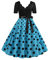 EFOFEI Damen Cocktail Partykleid Polka Dot Vintage Kleid Retro Rockabilly Kleider Valentinstag Spitze Druck Abend Party Dress Blau M