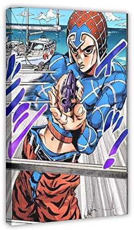 Leinwandbild, Anime Guido Mista JoJo's Bizarre Adventure Golden Wind 3, Wandkunst, Deko, Bild, Gemälde für Wohnzimmer, Schlafzimmer, Dekoration, 30 x 45 cm