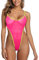 SHERRYLO Voir à travers une pièce maillot de bain coupe haute micro monokini bikini mini maille transparente maillot de bain, Chartreuse rose, Taille XL