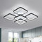 Dorlink Plafon LED Techo, Lampara Techo Dormitorio 64W 5760LM, Lámpara de Techo 5 Cuadrados, 6500K Blanco Frío Lampara Techo Salon Negro, Lampara Techo LED para Cocina, Comedor, 60CM