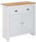 FineBuy Sideboard mit 2 Schubladen 79x81x34,5 cm Kommode Weiß/Eiche Modern, Design Anrichte Hoch mit Türen, Schubladenkommode Wohnzimmer