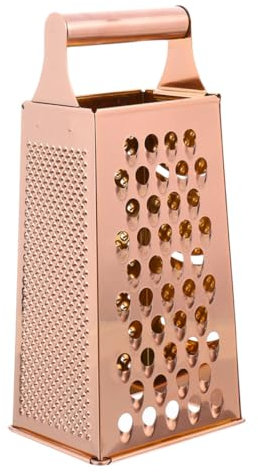Box Grater 4-Sided, Stainless Steel Kitchen Cheese Grater with Handle for Cheese, Vegetables, Ginger, Handheld Food Shredder (Rose Gold)