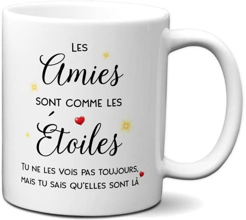 Tasse-Mug Meilleure Amie Cadeau Copine-Les Amies sont comme les Étoiles- Idée Original Anniversaire Femme, Céramique
