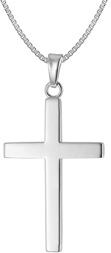 trendor Herren-Halskette mit Kreuz-Anhänger 28 mm Silber 925 41228 | zeitloser Halsschmuck aus Sterlingsilber für Männer, elegante Geschenkidee