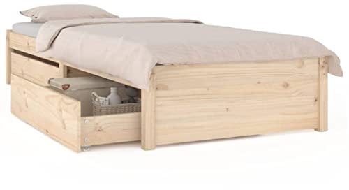 vidaXL Bett mit Schubladen Holzbett Massivholzbett Einzelbett Bettgestell Bettrahmen Lattenrost Schlafzimmerbett Schlafzimmermöbel 90x200cm