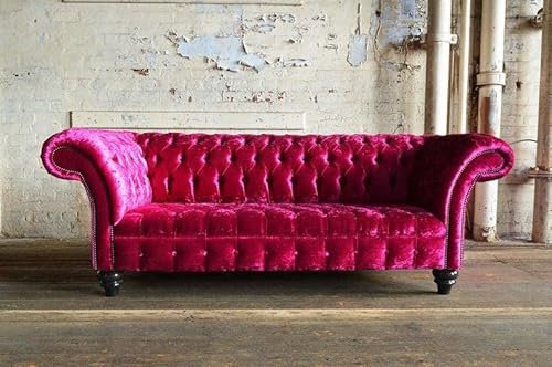 jvmoebel XXL Big Sofa 3 Sitzer Couch Chesterfield Polster Sitz Garnitur Leder Textil Pink