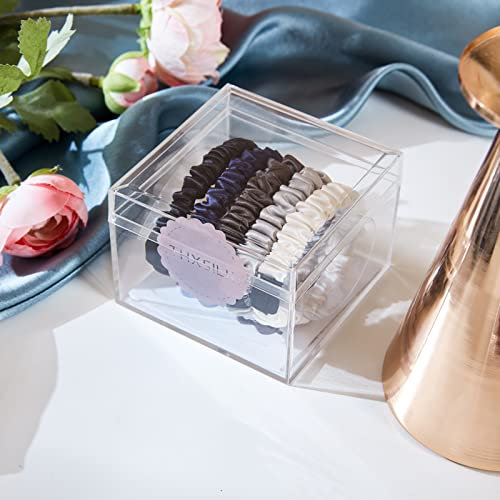 THXSILK Haar Seiden Haargummis Elastische Haarbänder Haargummis Pferdeschwanz Seile für Frauen Haarschmuck (Kleiner kühler Ton (5er Pack))