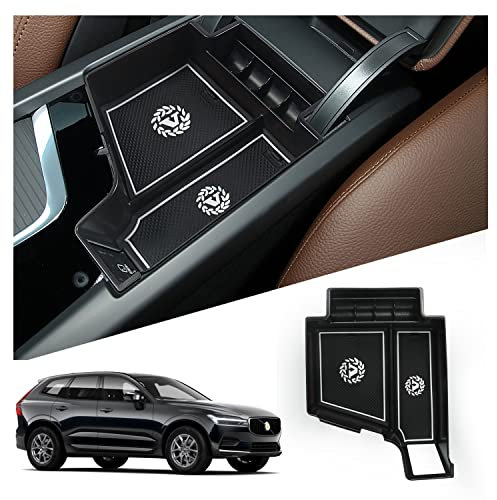 Ruiya Compatible con Volvo XC60 XC90 V60 S60 V90 S90 2018-2024 2025 Caja de almacenamiento, Caja Reposabrazos Consola Central Organizador Central Reposabrazos Bandeja Volvo XC60 Accesorios