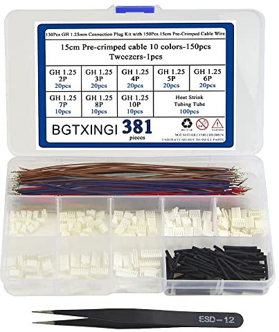 BGTXINGI 130Pcs GH 1.25mm Connection Plug Kit with 150Pcs 15cm Pre-Crimped Cable Wire 3/4/5/6/7/8/9/10/12 PIN House Compatible with JST GH Connector