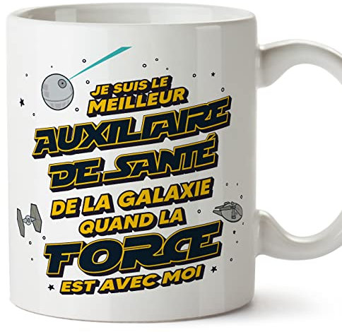 Mugffins Tasses pour AUXILIAIRE DE SANTÉ - En Français - Cadeau original pour AUXILIAIRE DE SANTÉ homme - Meilleur de Galaxie Quand Force Avec Moi - 11 oz / 330 ml