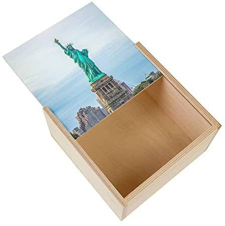 Fabulous Kiste aus Holz – Freiheitsstatue New York Denkmal USA Welterbe (11 x 11 x 3,5 cm)