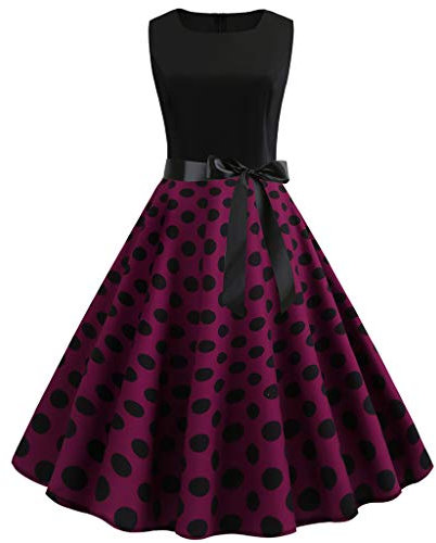 MeiLyviba Kleider Damen Vintage Cocktailkleid 50er 60er Jahre Kleid Petticoat Kleid Hepburn Kostüm Retro Kleider Neckholder 1950Er Abendkleider Hepburn Stil Rockabilly