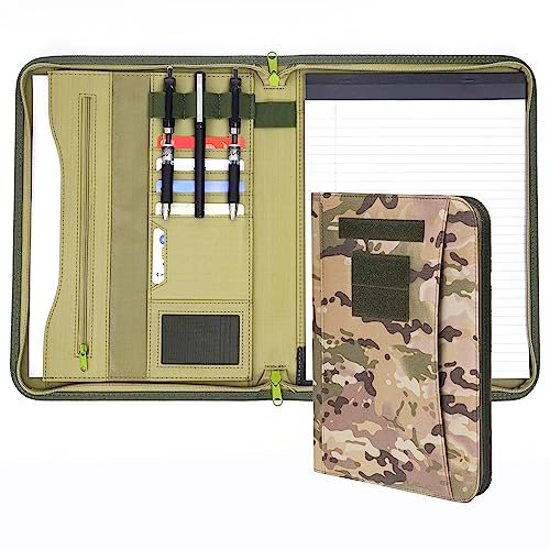 Army OCP Militär-Notizbuchordner mit Reißverschluss, Padfolio-Organizer und taktischer Notizbuchhülle für A4-Ordner, großer OCP-Ordner, Planer für Herren, taktischer Ordner, Organizer, Militärordner