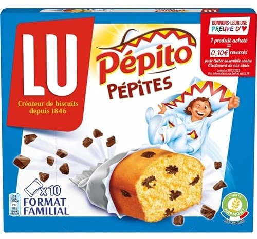 Lu Pépito Choco Pépites - Délicieux gâteau moelleux aux pépites de chocolat (300g) - Le Lot De 4