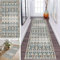 ZDYHMrj Läufer Teppich Flur Küche Waschbar rutschfest 70 * 400cm, Abstraktes Marokko Boho Style Grau und Blau Lang Teppichmatte Dauerhaft Fur Korridor Wohnzimmer Schlafzimmer Meterware Anpassbar