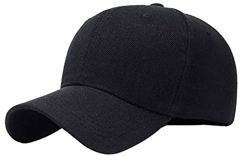 Kangqifen Herren Damen Einfache Einfarbiger Baseball Caps Kappe Mütze mit Klettverschluss Mehrfarbige Optionen Schwarz