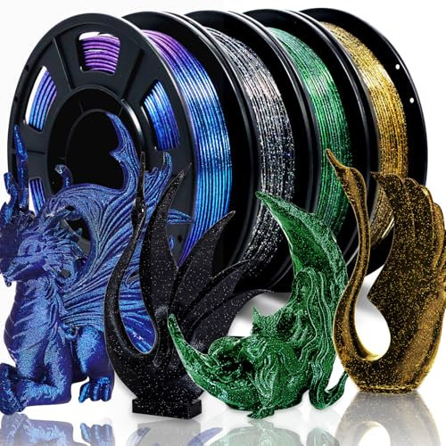 RepRapper PLA Filament 1.75mm Galaxy Mehrfarbig - Glitzer Metallic Seidenglanz PLA Filament (+/- 0,03 mm Toleranz) - 4 Spulen je 250g - Hochwertiges 3D-Drucker Filament für alle FDM Drucker