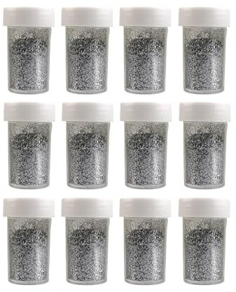 Craft Glitter 12 Streudosen Glitzerpulver Kreativset 168g für Weihnachtliche Bastelarbeiten und Dekorationen Glitzerpulver Kreativset (Silber)