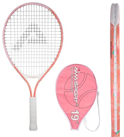 AMA SPORT - AT-X-Fen19-2029C - Raquette de Tennis Junior Rose 19 Pouces - Prise en Main Confortable - pour Enfant 3 à 4 Ans - Débutant - Légère et Durable