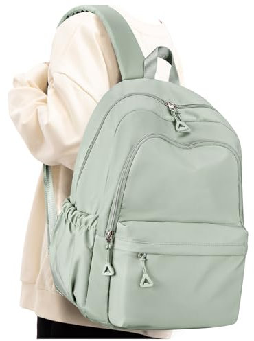 Rucksack Schule Mädchen Schulrucksack Jungen Schulranzen Teenager Rucksack mit laptopfach 14 Zoll Lässig Daypack School Bag for Girls Boys Hellgrün