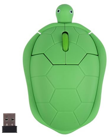 KeautFair Wireless Mouse - Cute Animal Turtle Shape, Portable USB Cordless, Ergonomic Design, 2.4GHz, 1600 DPI, Quiet, for Laptops, iPad, Windows, iOS, Kids, Children, Gift (Green)
