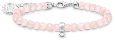THOMAS SABO Damen Member Charm-Armband mit rosa Beads Silber 925 Sterlingsilber, Kaltemail A2141-067-9
