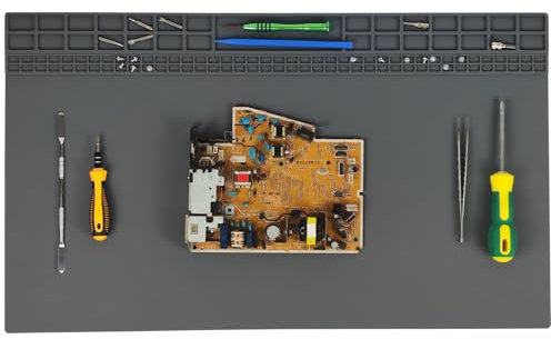 60cm x 35cm Grand Tapis de soudure Tapis de réparation en silicone Résistant aux hautes températures (Gris)