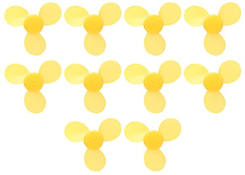 FTVOGUE 10 Piezas de Hélice de Juguete de Plástico ABS, Ventilador de 3 Aspas, Accesorios de Modelo DIY, Amarillo para Mini Ventiladores, Juguetes Eléctricos, Barcos de Hormigón Armado y
