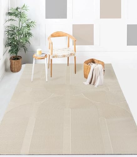 the carpet Lima nachhaltiger und umweltbewusster Designer Teppich, weich & pflegeleicht, 3D-Effekt, waschbar, Flor aus 100% recyceltem Polyester, Hellbeige, 240 x 340 cm