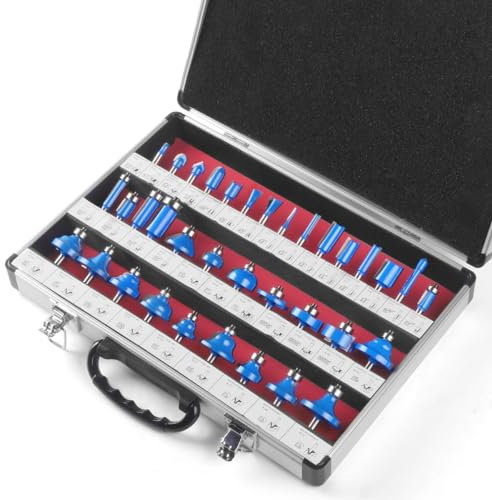 Router Bits Set of 35 Pieces 1/4 Inch Woodwork Tools for Beginners，Chamfer Router Bits for Woodworking on Wood Chamfer Router Bits for Woodworking on Wood (1/4 inch Shank, 35 Pieces)