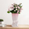Relexome Keramik Vase mit Schleife, 24,5 cm Modern Boho Vase, dekorative Aesthetic Blumenvase für Frische Blumenstrauß, Pampasgras, für Wohnzimmer, Schlafzimmer, Tischdekoration, Home Deko，Rosa Weiß