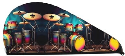 HJLUUFT Cool Drums Set Coral Velvet Hair Cap - Schnell trocknende Haarkappe zum Schlafen, weich und saugfähig, kann sowohl von Männern als auch von Frauen verwendet werden