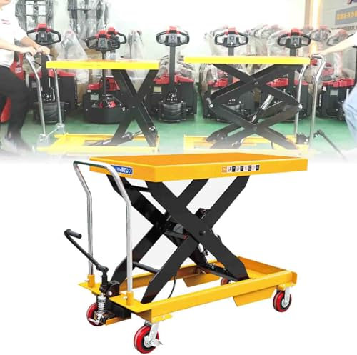 KJZQXYX Pedalhubwagen (Anti-Klemm-Schere) – 150 kg–1000 kg hydraulische Last/0,72–1,5 m hydraulische Hubhöhe, Arbeitstisch anheben (500kg0.9m)