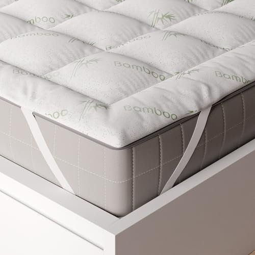 Surmatelas en Bambou Niagara 90 x 200 cm, Respirant, rafraîchissant sur Matelas 1 Personne 90x200 avec Poches Profondes pour Matelas 20-50 cm