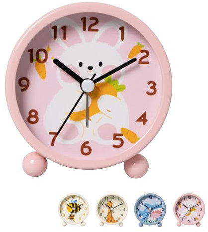 Yootiko Kinderwecker Ohne Ticken Jungen, Lernwecker mit Nachtlicht Wecker mit Lautem Alarm Snooze und batteriebetrieben Ohne Strahlung Lernuhr Kinderwecker Tiere Wecker für Mädchen Jungen Schulkinder