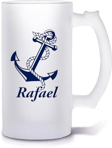 Bierkrug mit Name personalisiert | Anker | Glasbierkrug individuell bedruckt | Biergeschenk für Männer zum Geburtstag Maritim Ostsee Nordsee Meer Matrose Brauerei Bier brauen Pils Craft Beer