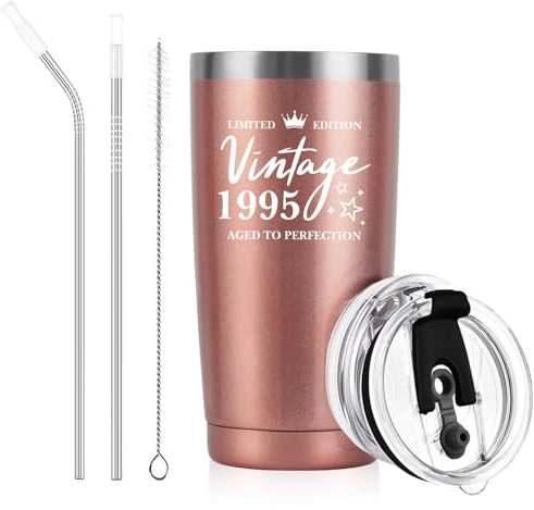 Livole 30th 1995 Birthday Gifts for Women, Her, Auntie, Girlfriend, 30th Birthday Ideas, 1995 Vintage Birthday Presents Unique, Aged to Perfection, 20oz Stemless Wine Glasses, 600ml Insulated Tumbler