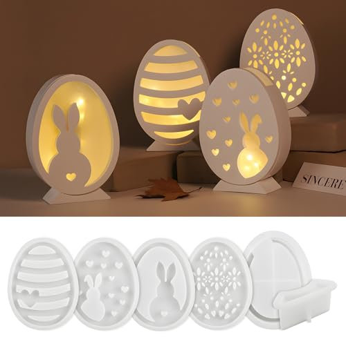 6 piezas moldes de silicona para vaciar moldes de Pascua, molde de silicona conejito de Pascua, moldes de escayola para vaciar, para bricolaje escayola, velas, manualidades decoración Pascua