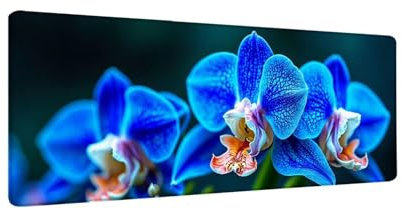 Schreibtischunterlage 90x30 cm XXL Mauspad Phalaenopsis-Orchidee Mousepad mit Genähten Kanten, Wasserfest Mouse Pad mit rutschfeste Unterseite, Desk Zubehör für Büro Zimmer Deko, Geschenke W-691
