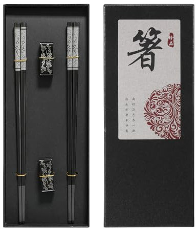 2 Pair Metal Chopsticks Reusable, Metal Chopsticks with Chopsticks Holder Non -Slip Japanese Korean Chopsticks Chinese Chopsticks Gift Set for Kitchen & Dining